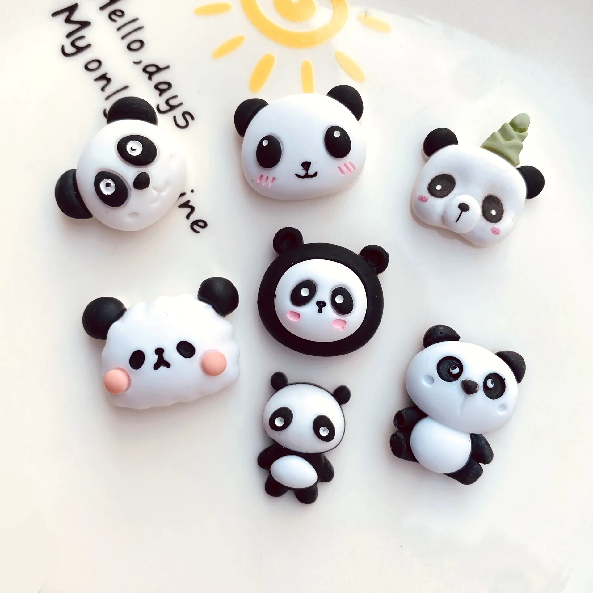 1pcs Resin Diy Accessories Cream Glue Mobile Phone Case Handmade Material Cartoon Cute Mini Panda Head Portrait