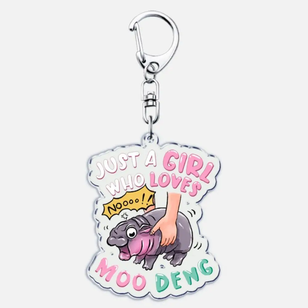 Moo Deng Moo Deng Meme Keychain Acrylic Cartoon Baby Hippo Acrylic Keyring Animals Characters Funny Pesto Penguin Pygmy Pendant