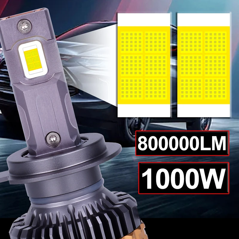 2PCS H7 LED 1000W 6500K H4 Car Lights 800000LM Canbus H11 H8 H1 HB3 9005 HB4 9006 9012 HIR2 9054 CSP Chip Mini Size Fog Lamp 12V