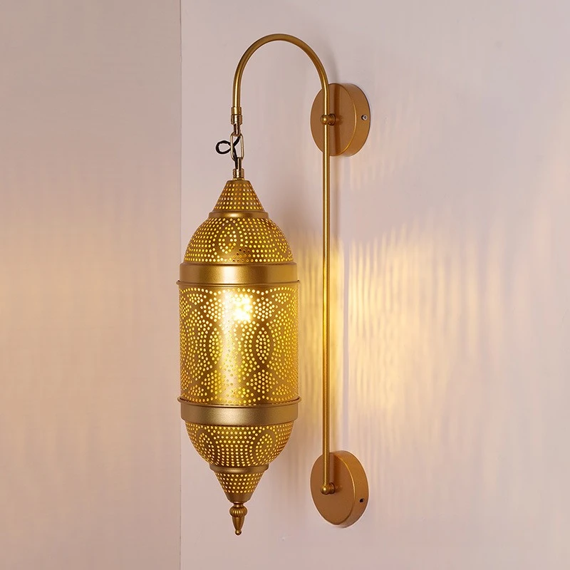 Morocco hollow carved wall lamp exotic retro villa western restaurant hotel homestay corridor