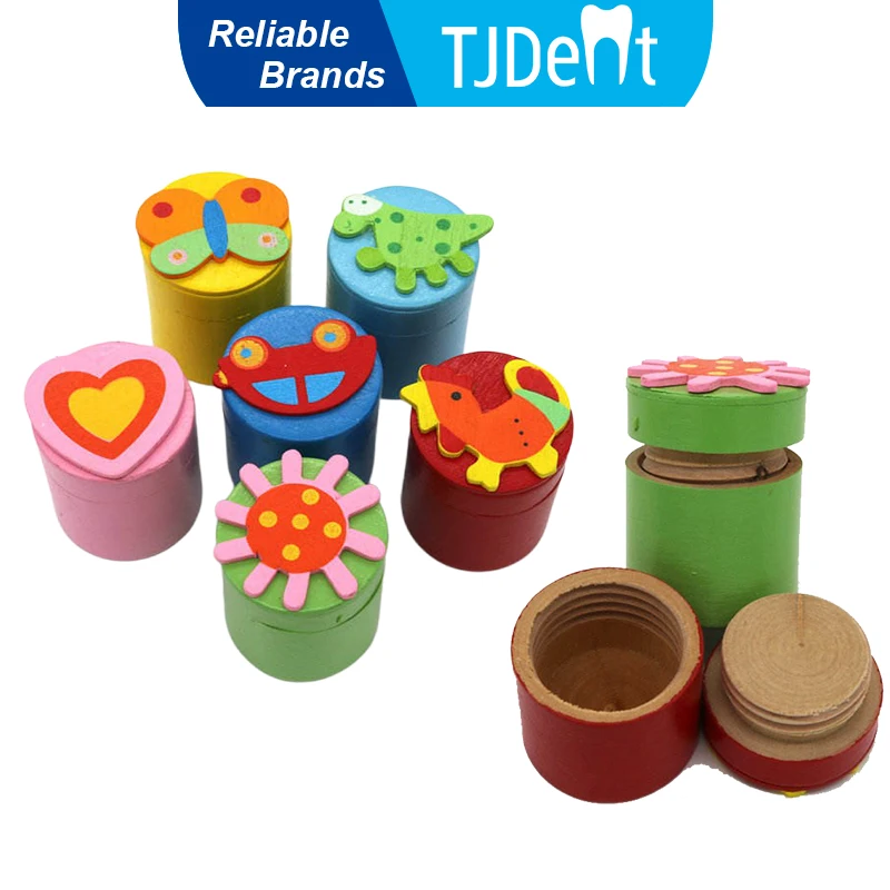 TJDent 1pcs Wooden Dental Tooth Storage Box Baby Children Birthday Gift Tooth Container Small Holder Dentist Tools