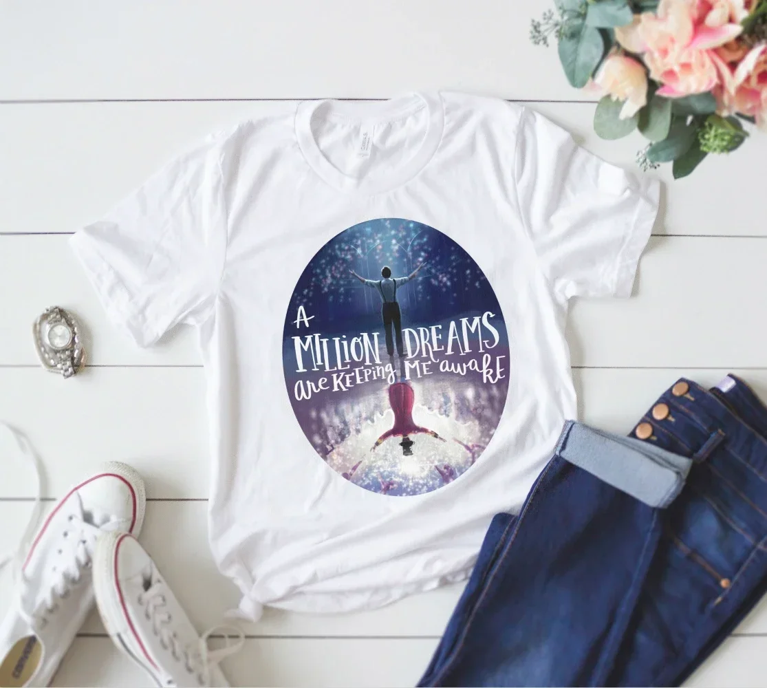 The Greatest Showman T-shirt Movie Inspired Song Lyrics 'A Million Dreams Keeping Me Awake' Circus Unisex T-Shirt women clothes