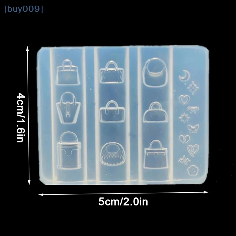 【buy009】1 pçs 3d bonito dos desenhos animados saco forma decoração da arte do prego molde diy silicone modelos da arte do prego molde do prego encantos presente