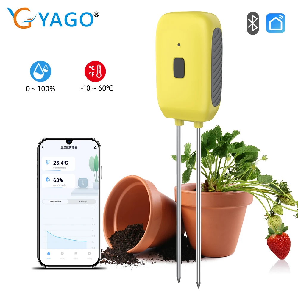 

Tuya Smart BT Soil Tester Temperature and Humidity Meter Waterproof Thermohygrometer for Gardening Agriculture Orchards Farmland