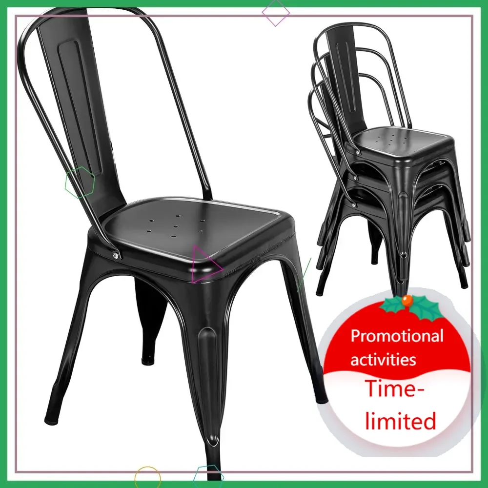 

Hot salesFarmhouse Metal Dining Chair Set of 4, Stackable Waterproof Indoor/Outdoor for Kitchen Cafe Restaurant