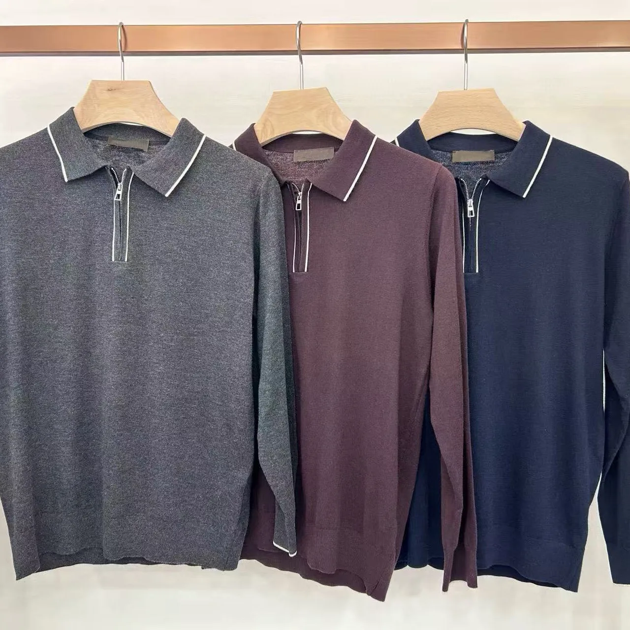 

Итальянская мужская одежда LP, осенне-зимний новый вязаный свитер из шерсти со старыми деньгами, деловая повседневная мужская рубашка поло с лацканами