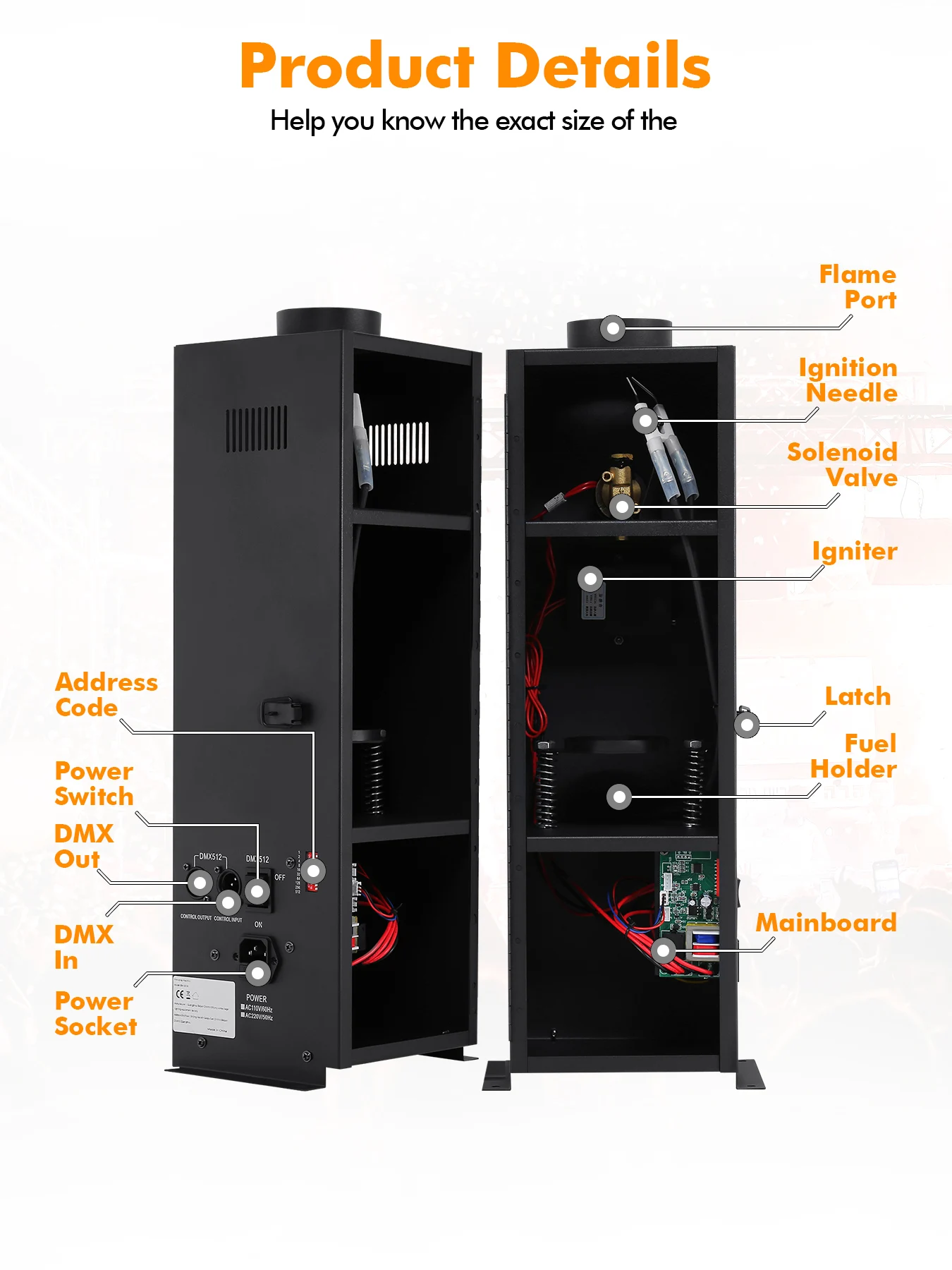 1/2Pack 200W DMX Fire Thrower Flame Effect Projector Machine Stage Show Xmas Party