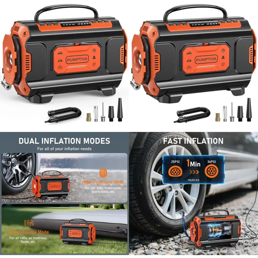 

Portable 12V/110V Dual Motor Air Compressor Pump for Cars, Bikes, and Inflatable Mattresses