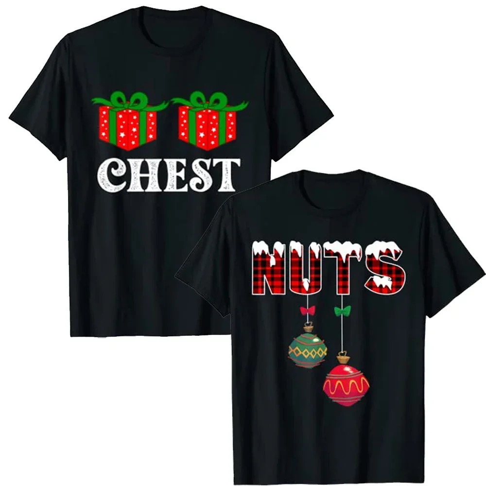 Chest Nuts Funny Family Matching Chestnuts Christmas Couples Nuts T-Shirt Holiday Graphic Tee Tops