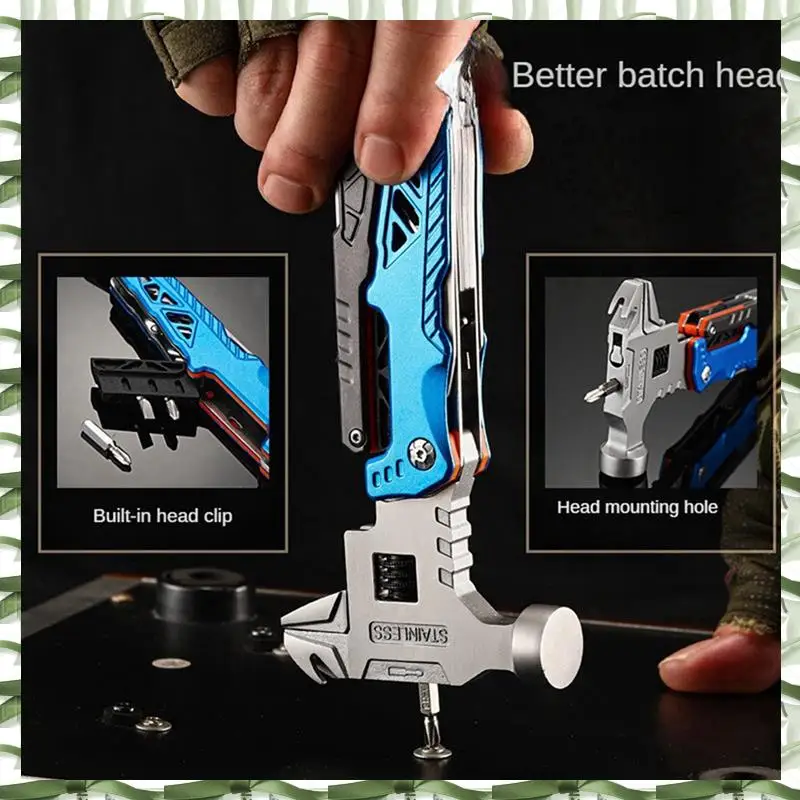 أداة احترافية متعددة الوظائف مطرقة مستديرة الرأس قابلة للطي مطرقة الأظافر كماشة مركبة الطوارئ المثبتة مجتمعة المتكاملة T