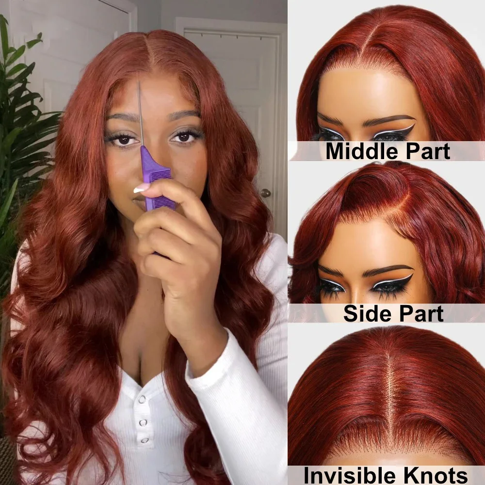 

Body Wave 13x4 13x6 Hd Transparent Lace Front Human Hair Wigs Reddish Brown Lace Frontal Wig Brazilian Colored Lace Wigs Woman