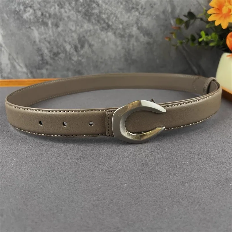 เข็มขัดหนังแท้หัวเข็มขัดเงินสำหรับผู้หญิง  รุ่น J1657 ใช้ตกแต่งชุดเดรสหรือคาดเอว