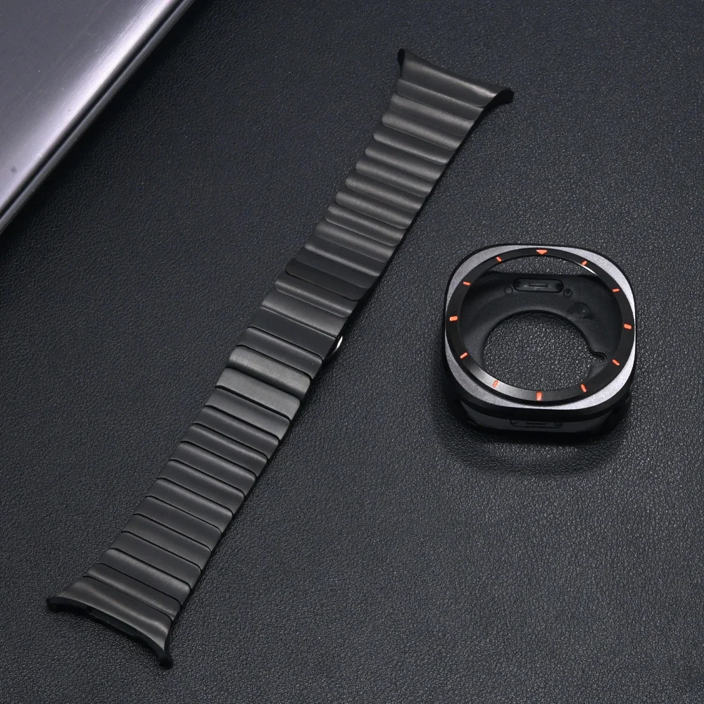 Pulseira + capa de relógio para samsung galaxy watch ultra 47mm capa de liga de alumínio + pulseira galaxy ultra 47mm pulseira de aço inoxidável correa