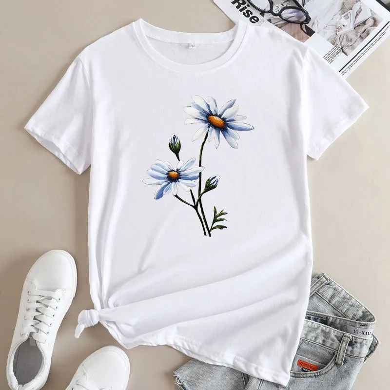 JFUNCY Women's Short Sleeve T-shirt Fashion Woman Tshirt 2024 Oversized Top Women Clothing Female Tee Shirt Graphic T Shirts