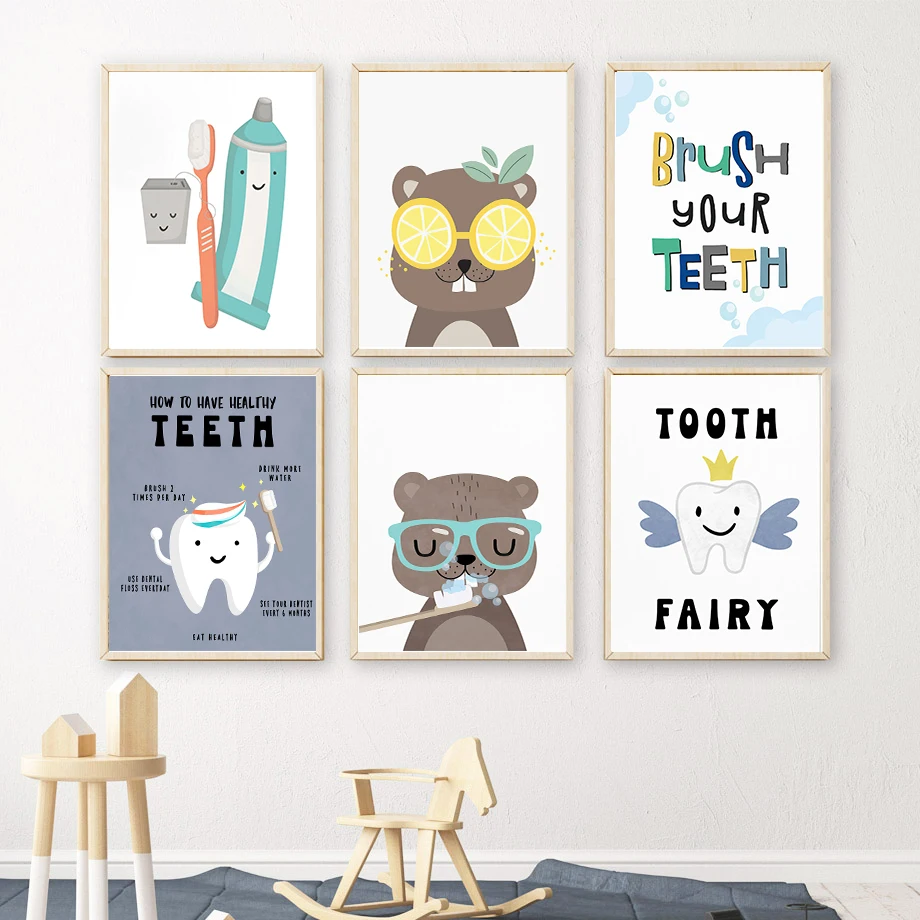 Care For Teeth You're The Best Fashion Wall Art Canvas Painting Nordic Poster Children's Room Nursery Bath Decor