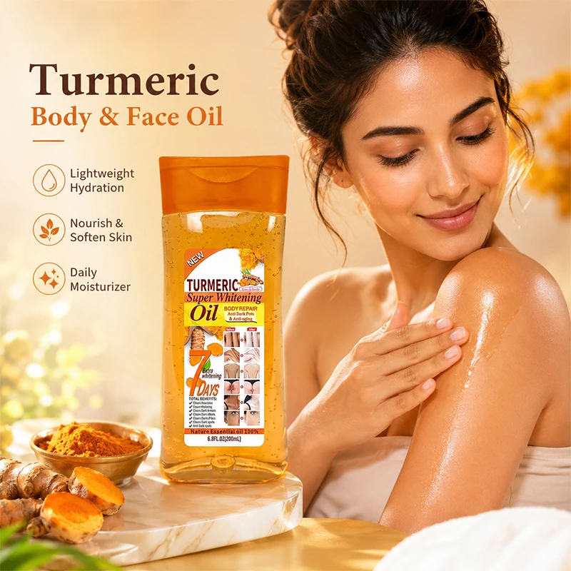 1/3 Pcs Turmeric Oil 200ml Radiance Boost Face Body Oil Even Skin Tone Daily Skincare Hydrating Nourishing Oil for All Skin Types