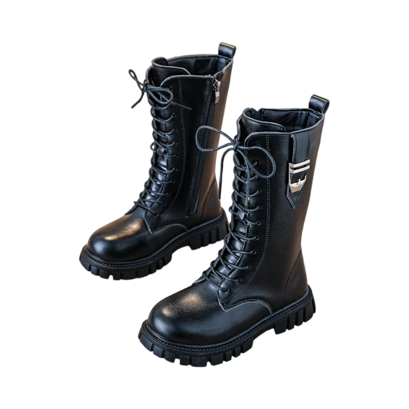 

Осенне-зимние детские ботинки с круглым носком, на толстой подошве, на шнуровке, удобные, с элегантной молнией, повседневные модные ботинки для девочек