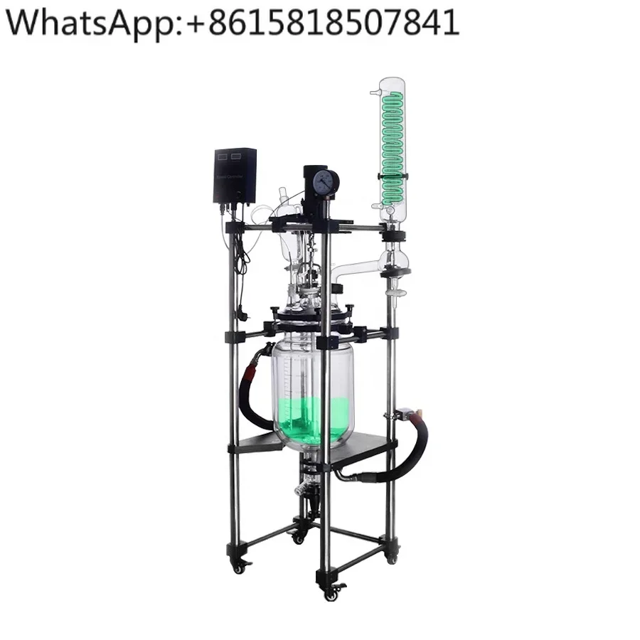 Double sheathed borosilicate glass 20 liter reactor agitator