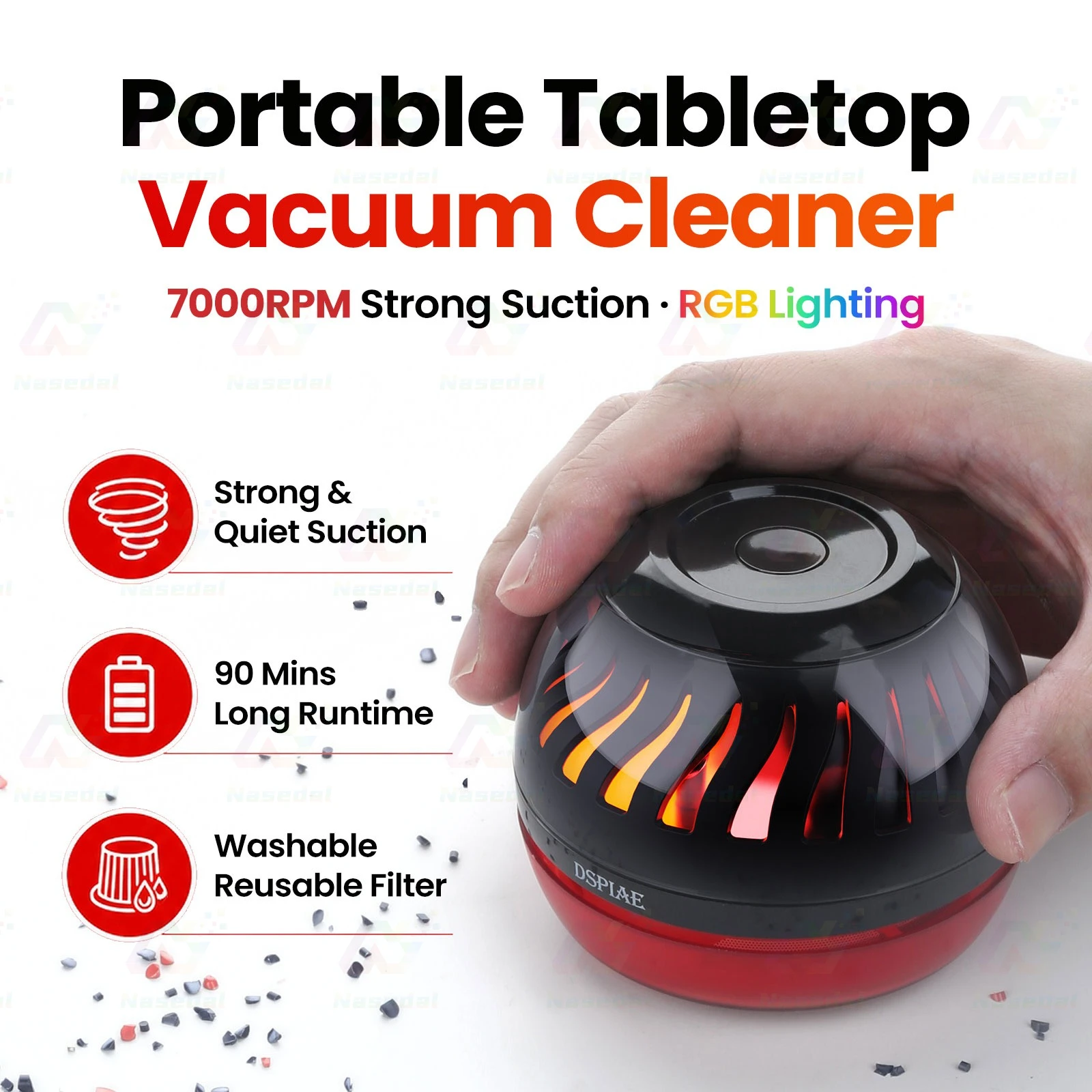DSPIAE HC-W Portable Tabletop Vacuum Cleaner Mini Desktop Dust Collector RGB Light for Gunpla Model Workbench Debris Cleaning
