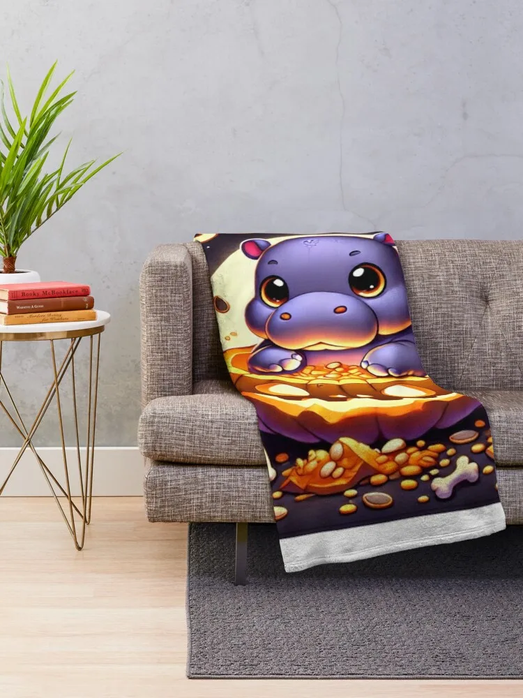 Moo Deng Pumpkin Baby Hippo Pumpkin Throw Blanket Furrys christmas decoration Blankets