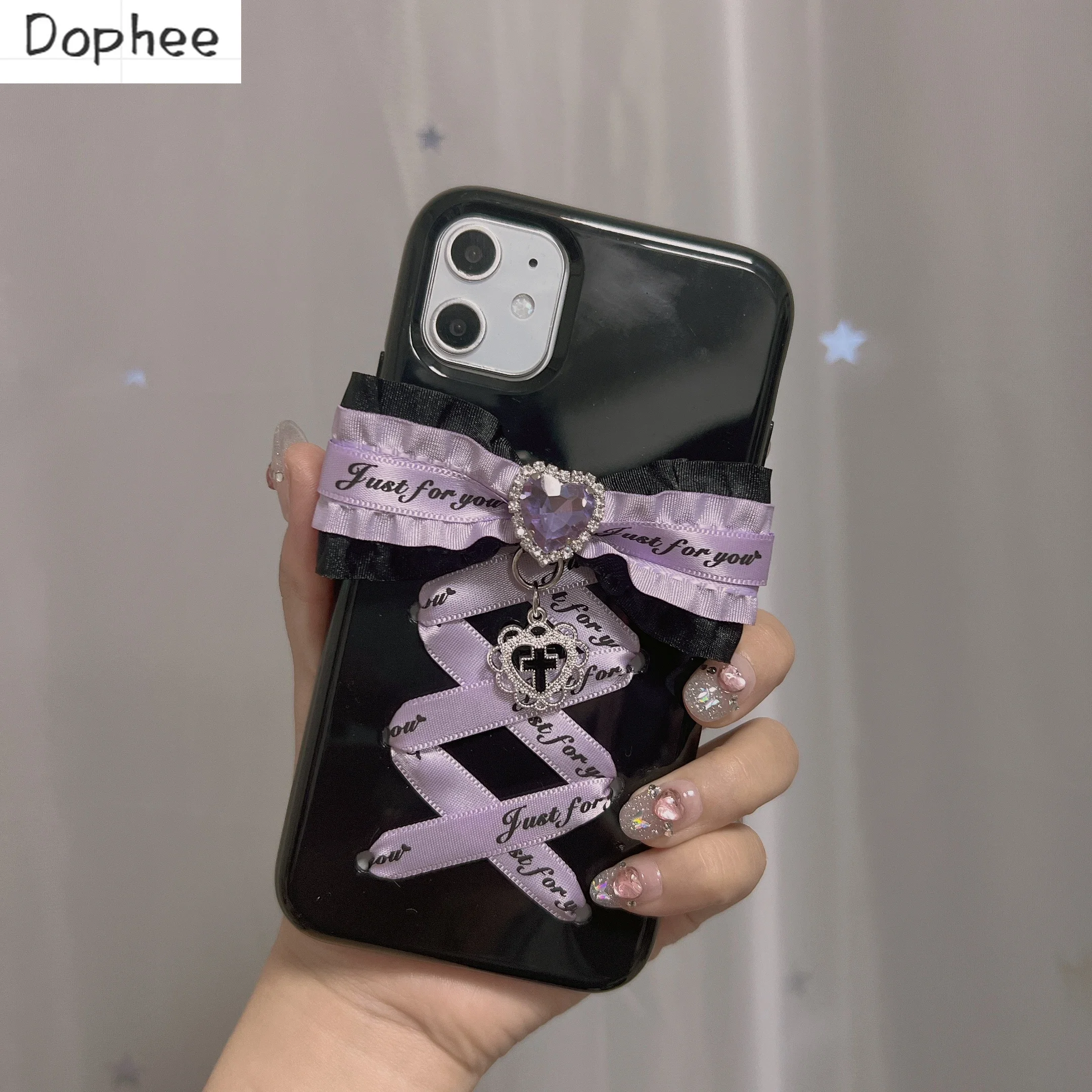 

Dophee Original Landmine Series Bowknot Lolita Phone Case IPhone 13Mini 15 16Promax Y2K Subculture Spice Girls Soft Phone Covers