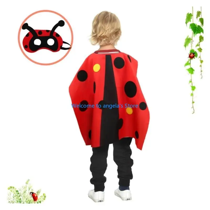 

X4YC Ladybugs/Bees Cosplay Costume Kids Cloaks Wrap and Mask Set for Halloween Party