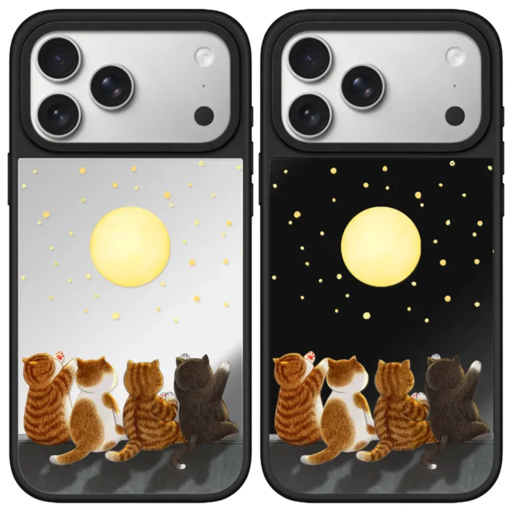 

Cat Sun Mirror Surface Magnetic Case: Compatible with IPhone 17 16 15 14 13 12 Pro Max 17 Air