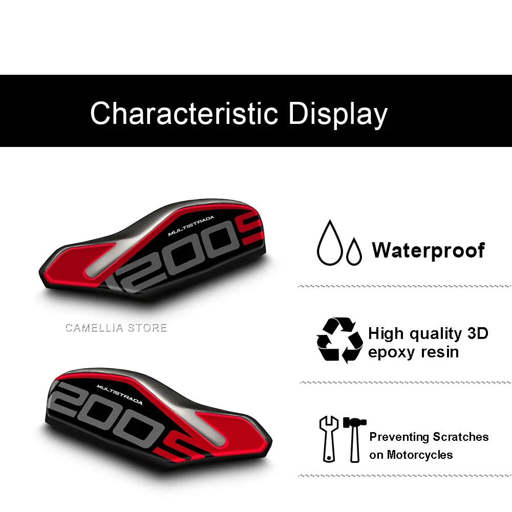 Motorcycle Handguards Sticker 3D Epoxy Resin Waterproof Motorcycle Sticker for Ducati Multistrada 1200 S 2015-2017