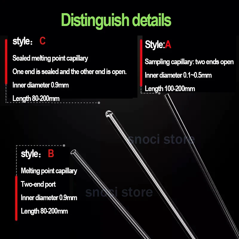 Lab Glass Capillary Tubes 80-200mm Laboratory Micro Glass Pipettes Capillary Transfer Tube for TLC Spotting 0.3-2.1mm