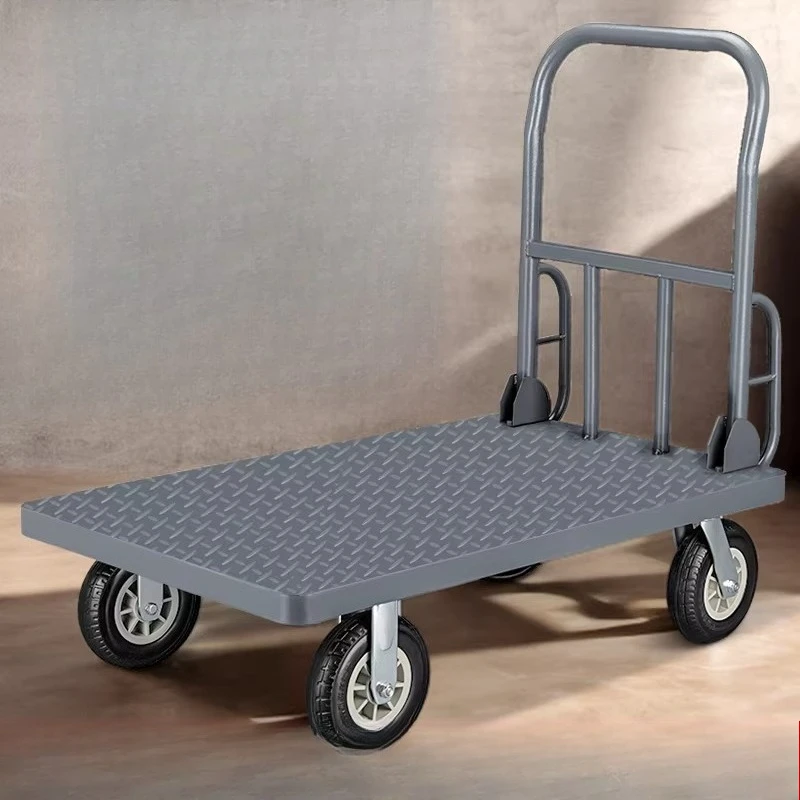 Flatbed truck Cargo truck Pull goods trolley Steel plate trailer Load king Silent hand push four-wheel trolley
