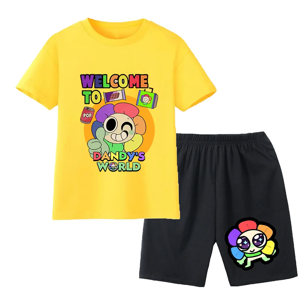 Dandys World Children's Clothing Sets Wish Asha Dandy Cosplay Costume Kids T Shirt Suit Girls Short Sleeve Shorts 2pcs Outfits