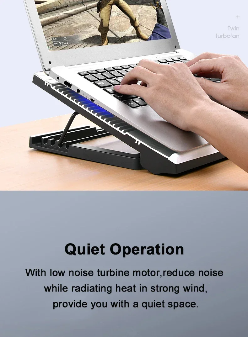 

Portable Gaming PC Adjustable Laptop Cooler Dual USB Laptop Cooling Pad Support Notebook Stand With Fan For Macbook Pro Holder