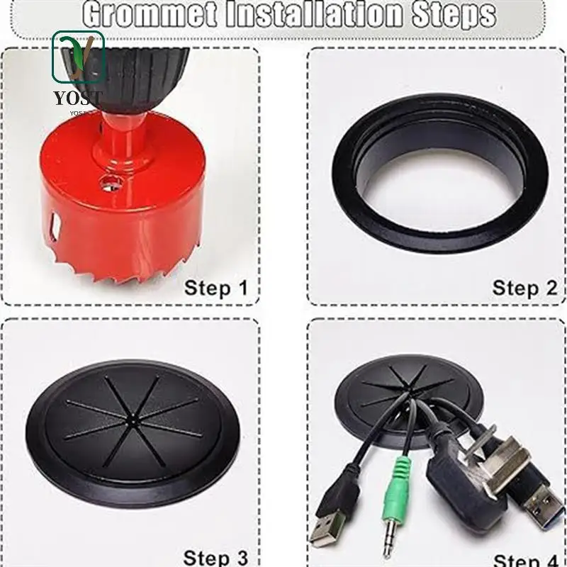 

YOST-6PCS TV Cord Hider 2-3/8In(60Mm) In Wall Cable Management Kit Cord Hider For Wall Mounted TV Hole Saw Drill Attachment