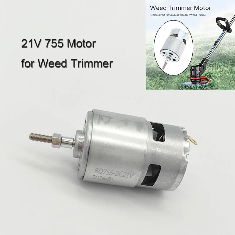 755 DC-Motor für Rasentrimmer 21V Grasschneider-Motor mit langem Schaft für effizientes Unkrautmähen und Trimmen