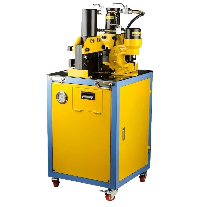 3KW Multifunction Hydraulic Flange Angle Steel Angle Iron Processing Machine Three in One Punching + Cutter+ fold angle machine