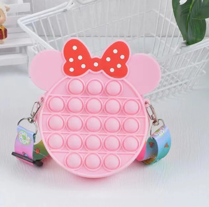 Monedero Pop Kawaii de silicona sensorial, bolsa de burbujas Pop, bolso cruzado, juguetes antiestrés, bolso para el autismo, monedero para niños