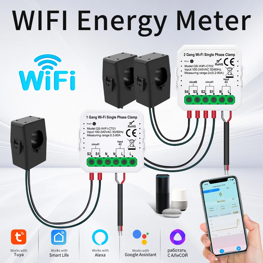 Renewable Energy House - Tuya Akıllı Wifi Enerji Ölçer Akım