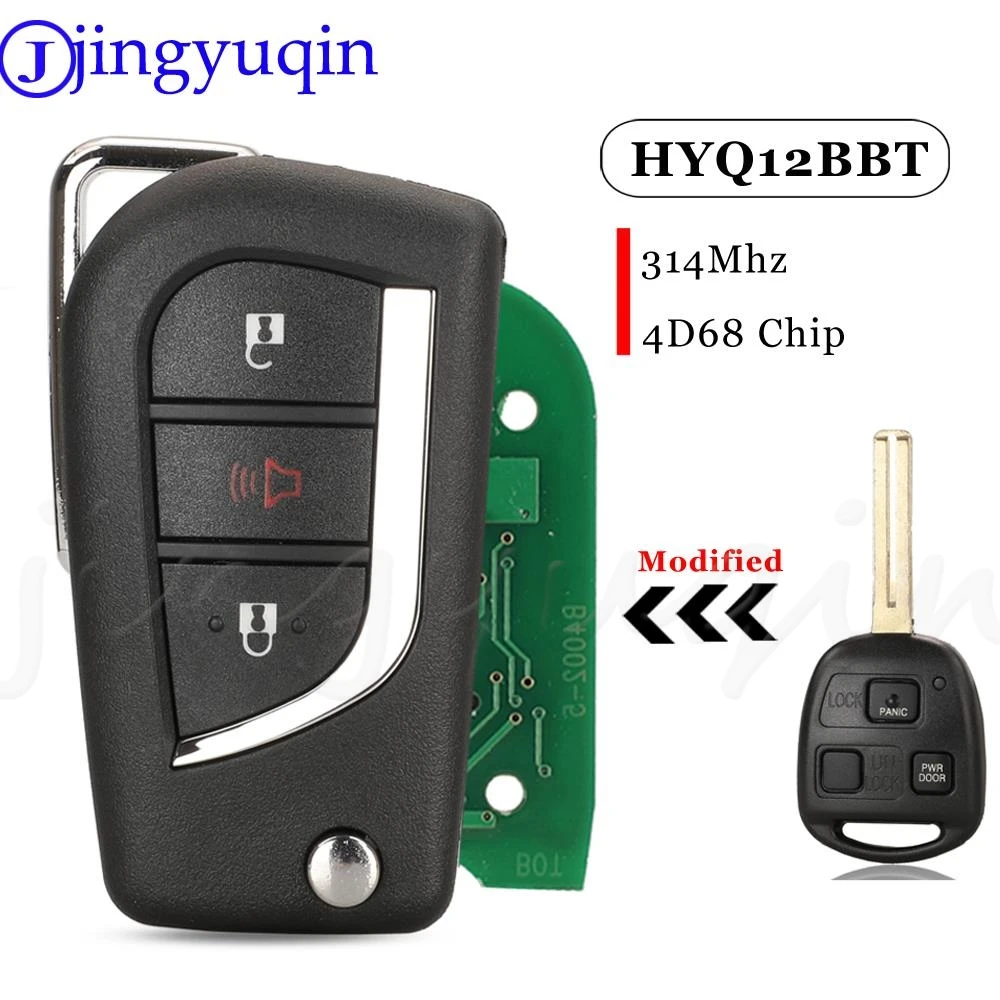 jingyuqin 3Buttons HYQ12BBT Modified Flip Remote Key 314Mhz 4D68 Chip For Lexus RX330 RX400 RX350 SC430 LS430 ES330 With Toy48