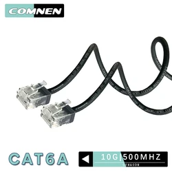 COMNEN Cat6a Patch Cord złącza Rj45 kabel Ethernet przewód Lan czarny UTP krótki but przewód sieciowy do laptopa kabel routera