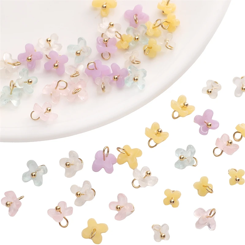 5pcs 5/7mm Resin Flower Loose Beads Pendant Charm for Craft Handmade DIY Necklace Bracelet Earring Making Jewelry Accessories