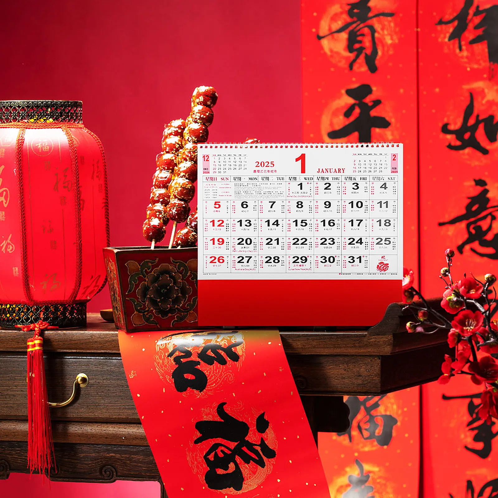 

2025 Year of The Snake Hanging Calendar Traditional Chinese Lunar Calendar Elegant Snake Theme Wall Decoration for Home Office