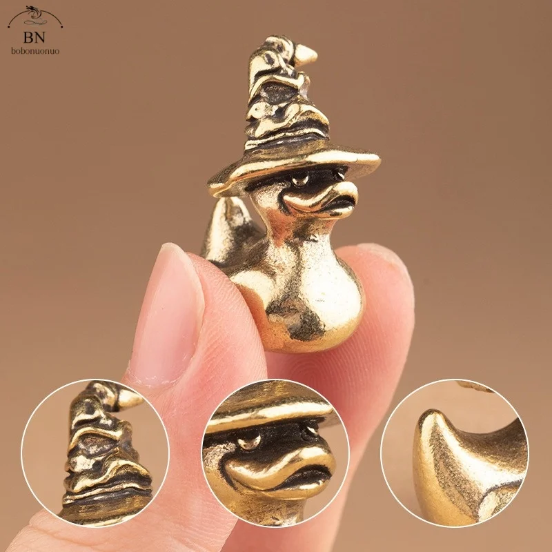 Vintage Copper Magic Duck Figurines Ornaments Handmade Brass Animal Crafts Tea Table Pet Home Decor Accessories Desk Decorations