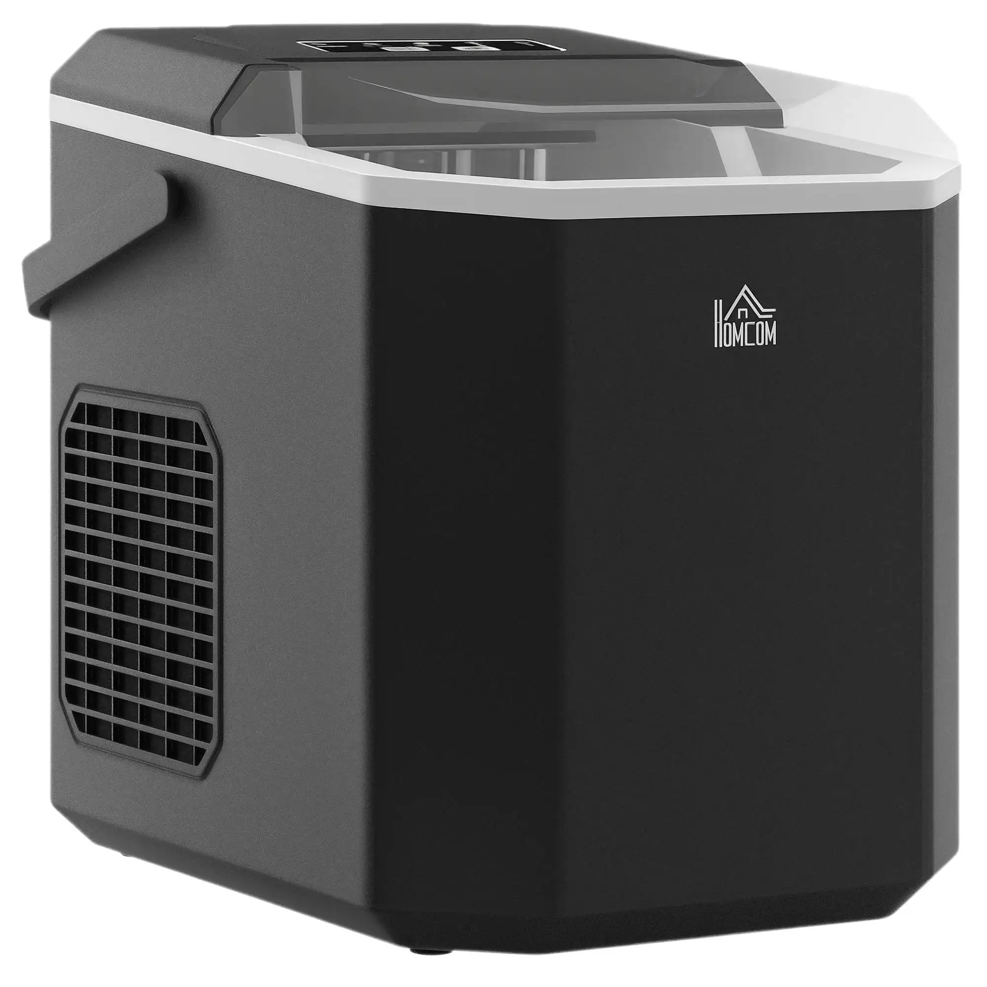 HOMCOM Machine à glaçons autonettoyante, 12kg en 24h, 9 glaçons en 6-13 minutes, ice maker Portable Avec Poignée, panier et pelle, pour la maison/cuisine/camping, noir