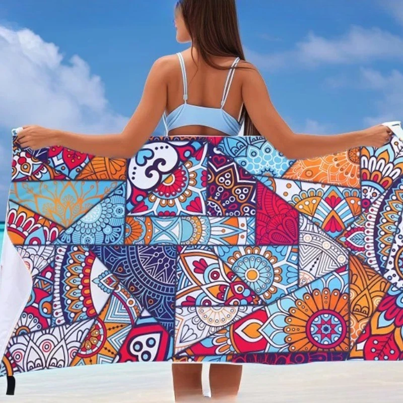 

Swimming quick-drying bath towel with digital printing, beach towel for outdoor sports, beach cover for outdoor activities