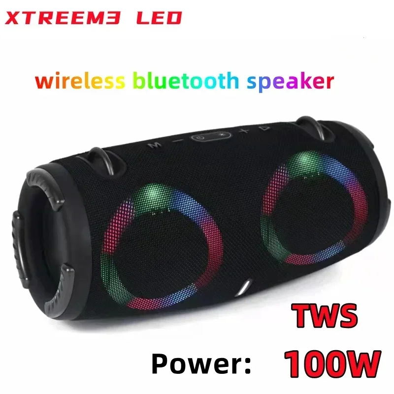 

100W High-power Wireless Portable Outdoor Bluetooth Speaker Stereo Surround Subwoofer Music Center Speaker with RGB Color Light