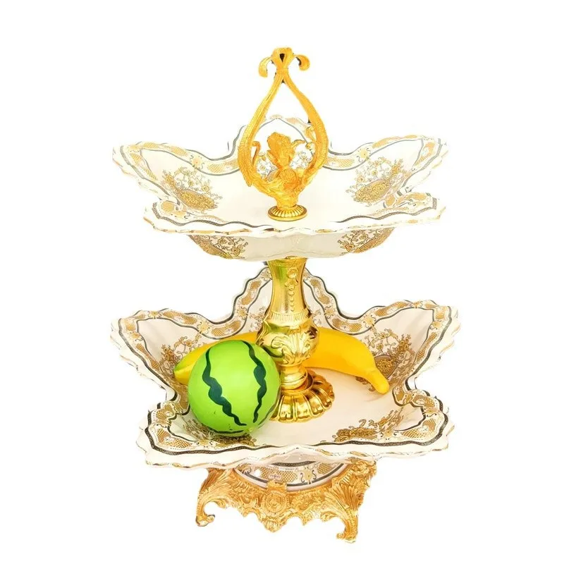 

European-style ceramic fruit plate storage villa living room home decoration high-foot dried fruit plate American creative home