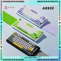 AJAZZ AK820 Pro Gamer Keyboards 2.4G Wireless Tri Mode Screen Multifunctional Knob Custom  Mechanical Keyboard Game Accessories