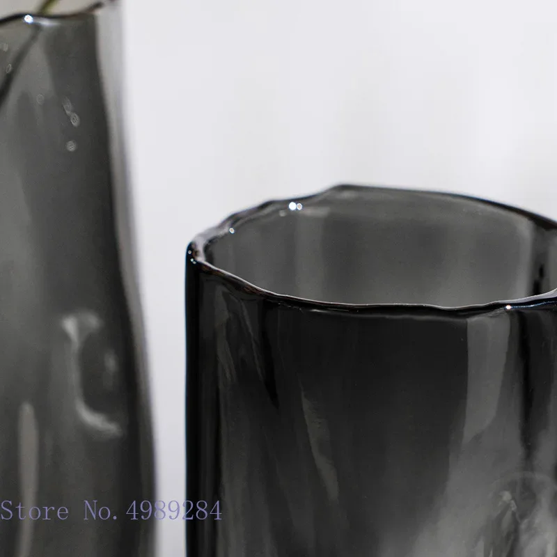 Creativity Glass Vase Transparent Fold Lines Cylindrical Hydroponic Flower Arrangement Accessories Home Decoration Flower Vase
