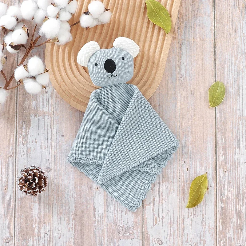 Baby Appeased Towel Cotton Knitted Infant Newborn Calm Blanket Kid Sleep Toy Bed 37*37CM Girls Boys Comfort Washcloth Cute Koala