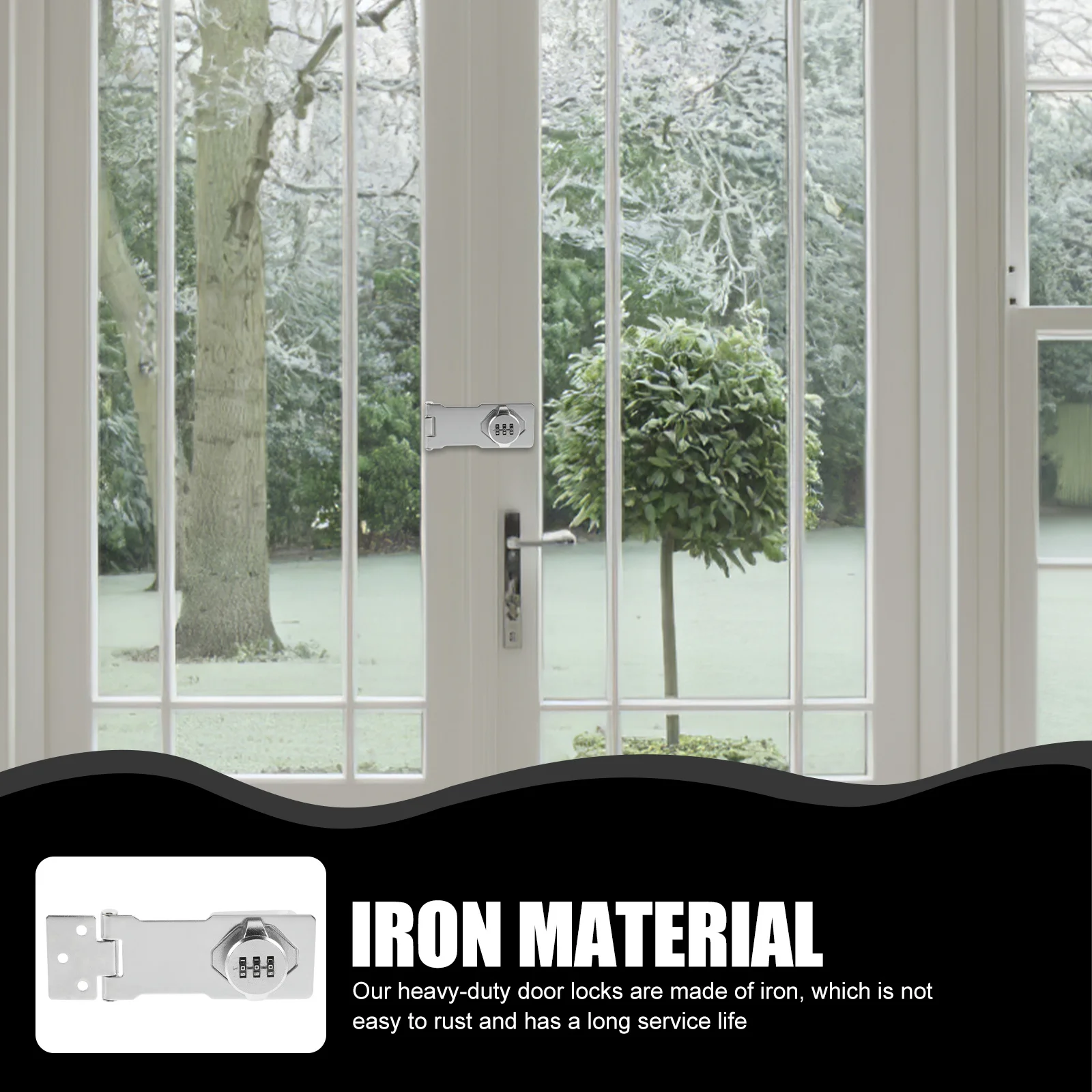 

BUTIFULSIC Password Latch Lock for Door Attic Barn Garage Silver Iron Hasp Metal Security Lock Fastener